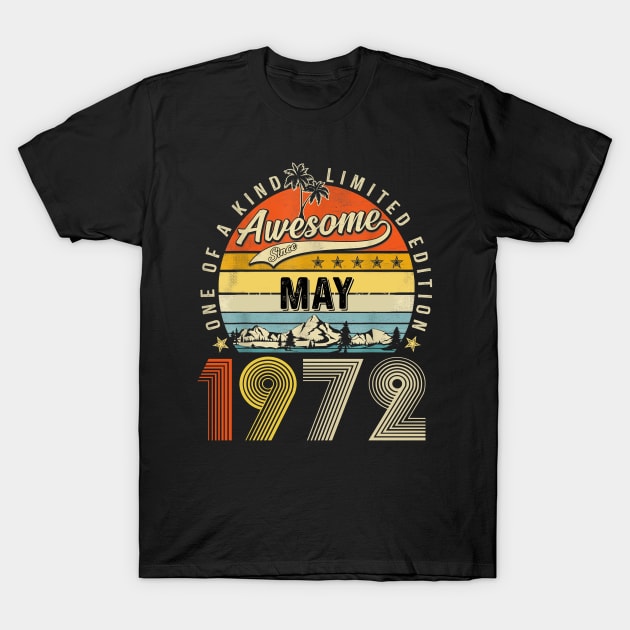 Awesome Since May 1972 Vintage 51st Birthday T-Shirt by Red and Black Floral